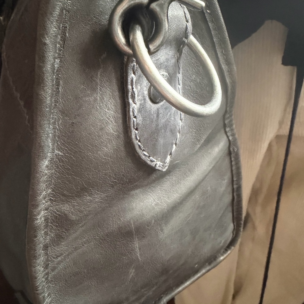 NWOT Frye Melissa Leather Satchel with Top Handles 2 way bag color: Carbon Gray - Picture 5 of 13